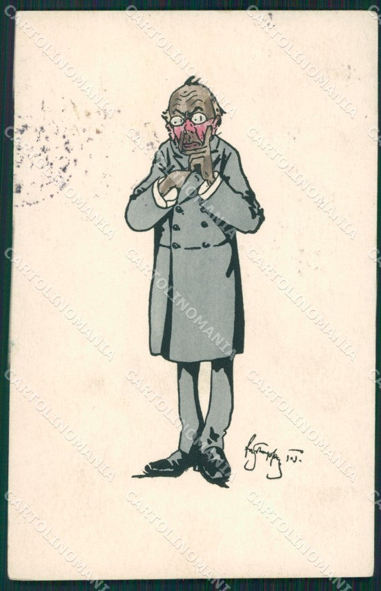 Profession Job comic signed CREASED MM Vienne 274 postcard cartolina QT6883 – fronte