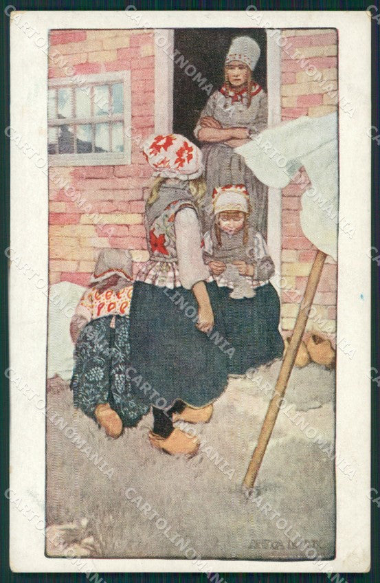 Anita La Roy Dutch Children MM Vienne 386 postcard cartolina QT6909 – fronte