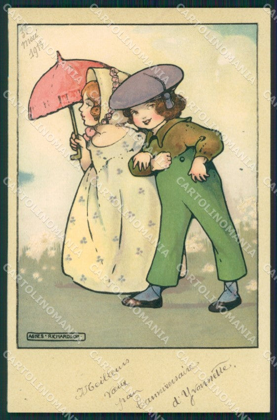 Agnes Richardson Children Dondorf serie 505 postcard cartolina QT6917 – fronte