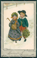 Parkinson Christmas New Year Greetings Children MM Vienne 311 postcard QT6951 – fronte