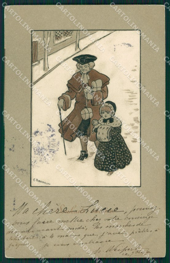 Parkinson Christmas New Year Greetings Children MM Vienne 165 postcard QT6962 – fronte