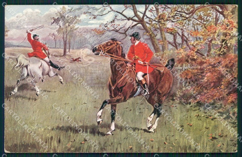Fox Hunting Horse MM Wien 337 postcard cartolina QT7004 – fronte