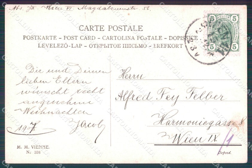 Art Nouveau Girl Viennoise Greetings MM Vienne 338 postcard cartolina QT7071 – retro