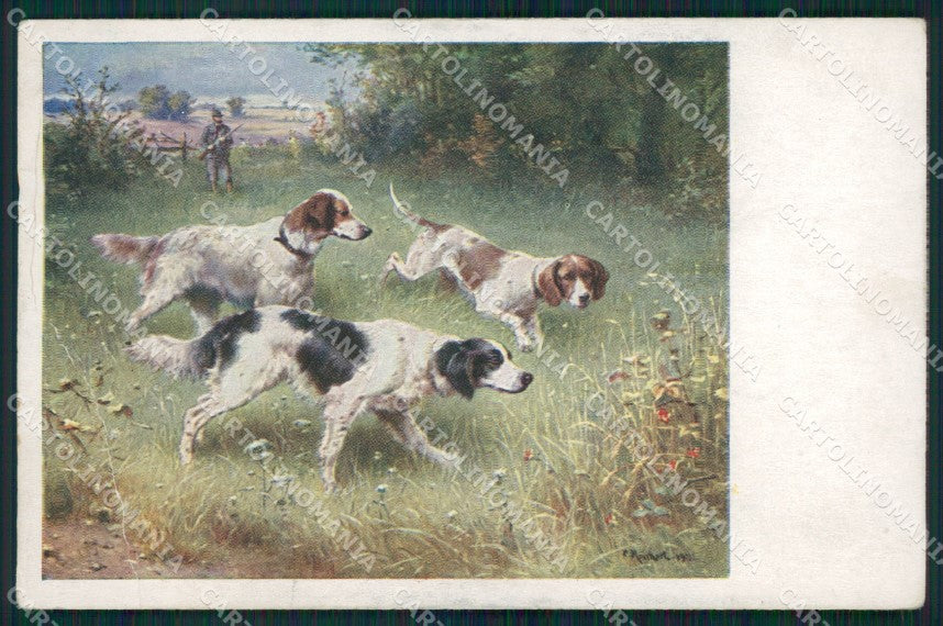 Reichert Hunting Dog Caccia CORNER CREASE MM 239 postcard cartolina QT7081 – fronte