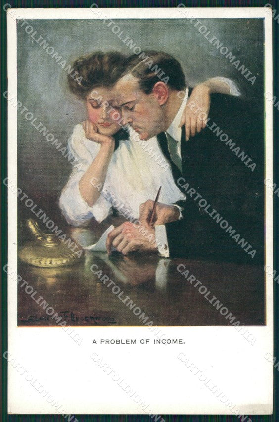 Clarence Underwood Romantic Couple MM Vienne 742 postcard cartolina QT7097 – fronte
