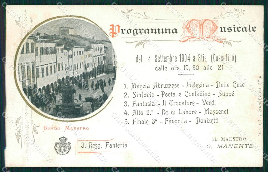 Arezzo Stia Casentino Militari Fanteria III Reggimento Musica cartolina QT7563 – fronte