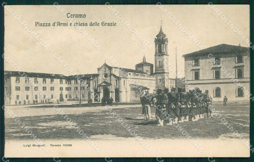 Teramo Città Piazza Armi Militari Fanteria cartolina QT7574 – fronte