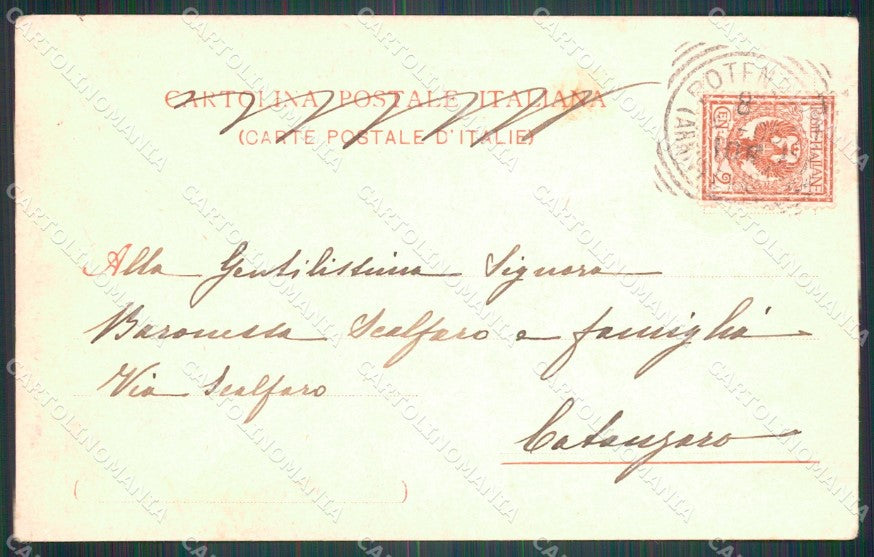 Potenza città Piazza Prefettura Festa Statuto VII Fanteria cartolina QT7614 – retro