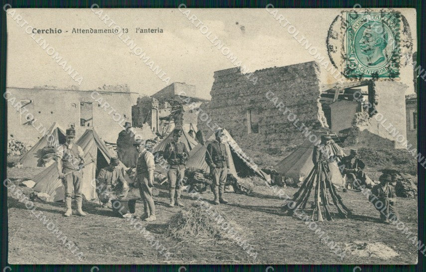 L'Aquila Cerchio XIII Reggimento Fanteria Attendamento cartolina QT7618 – fronte
