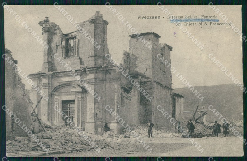 L'Aquila Avezzano Terremoto Caserma XIII Reggimento Fanteria cartolina QT7619 – fronte