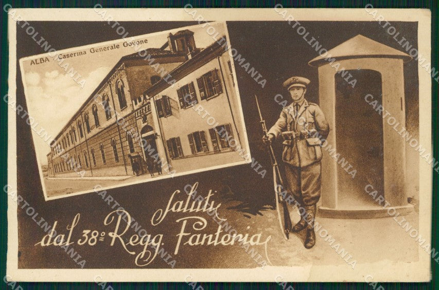 Cuneo Alba Caserma 38º Reggimento Fanteria Militari cartolina QT7635 – fronte