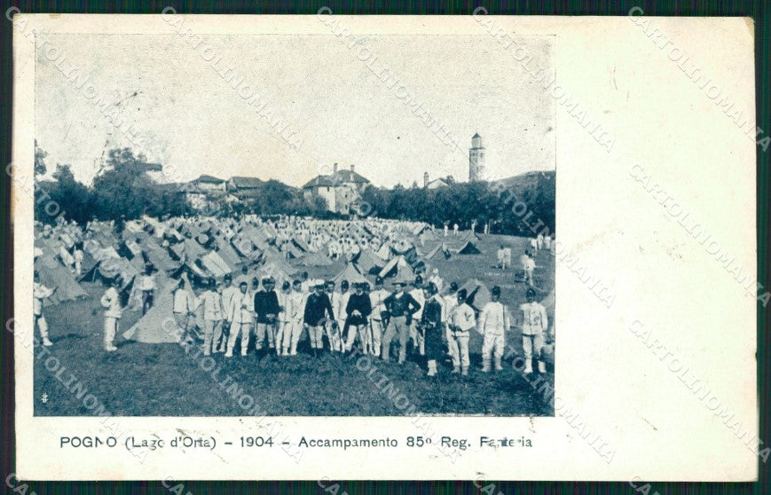 Novara Lago d'Orta Pogno 85º Reggimento Fanteria Militari cartolina QT7694 – fronte