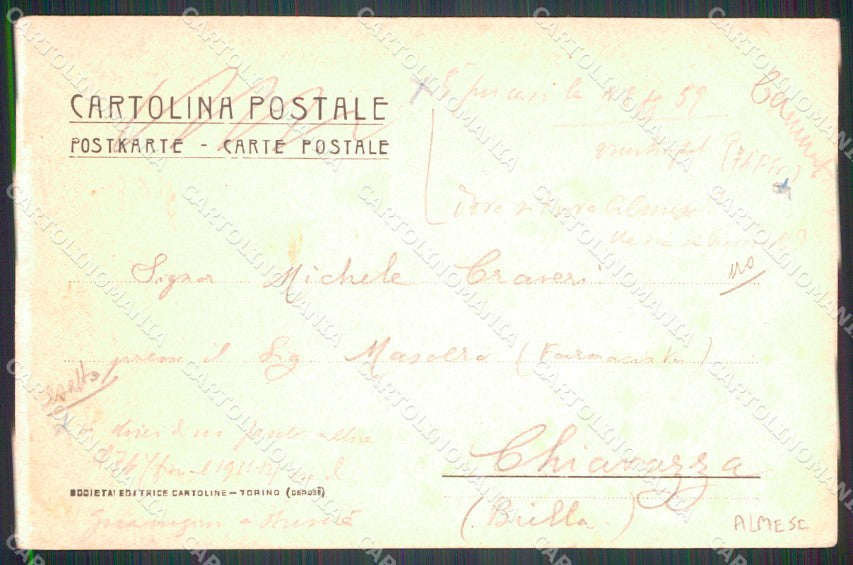 Torino Almese 74 Reggimento Fanteria Militari cartolina QT7707 – retro