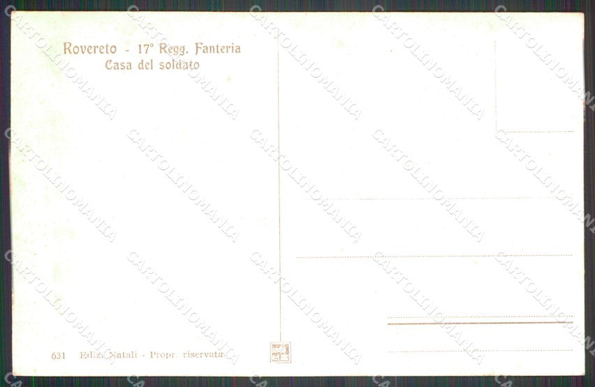 Trento Rovereto 17º Reggimento Fanteria Militari Casa Soldato cartolina QT7714 – retro