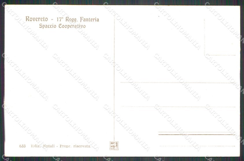 Trento Rovereto 17º Reggimento Fanteria Militari Spaccio cartolina QT7715 – retro
