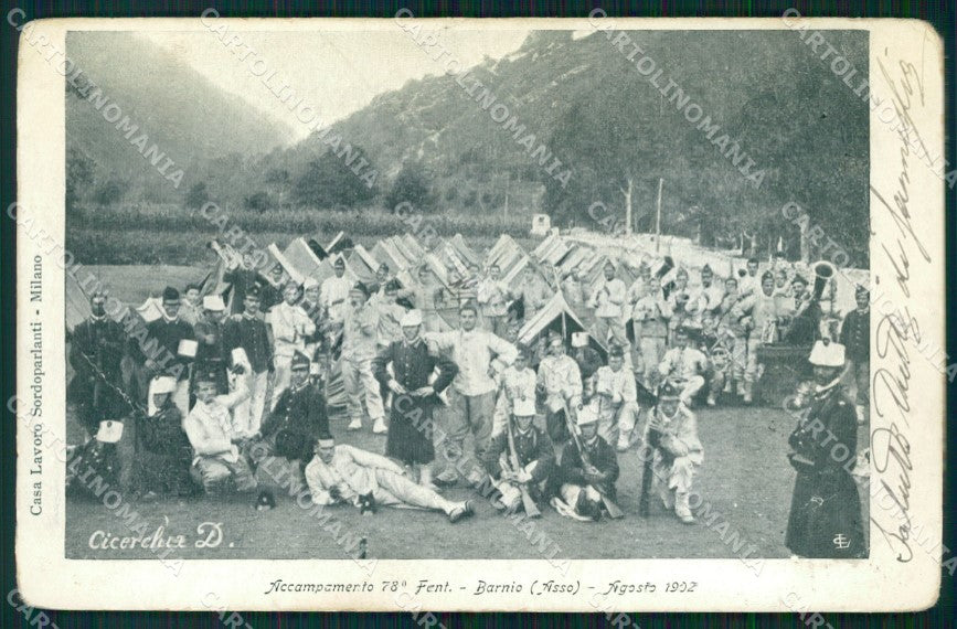 Como Barni Asso 78º Reggimento Fanteria Militari cartolina QT7819 – fronte