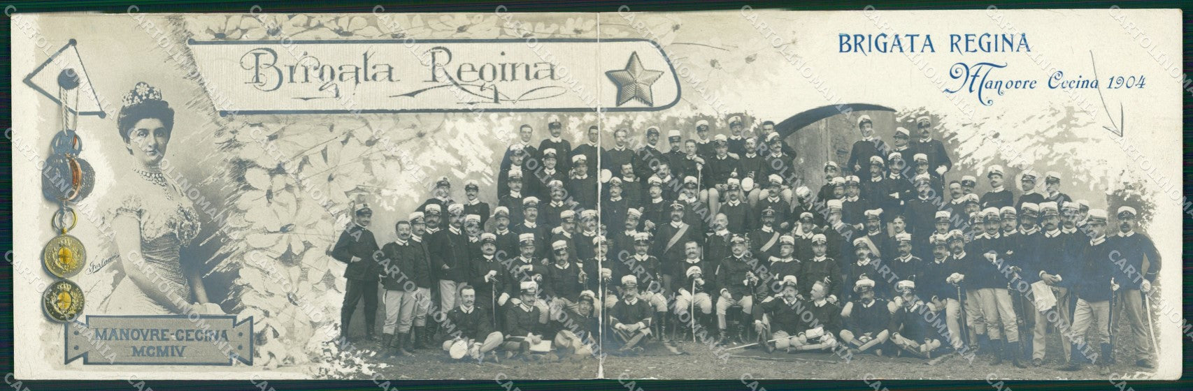 Livorno Cecina Fanteria Brigata Regina Savoia Doppia Foto cartolina QT7826 – fronte