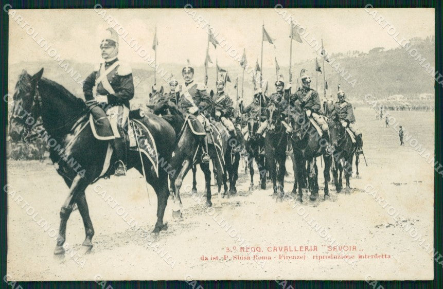 Militari III Reggimento Cavalleria Savoia Militari Lancieri cartolina QT7883 – fronte