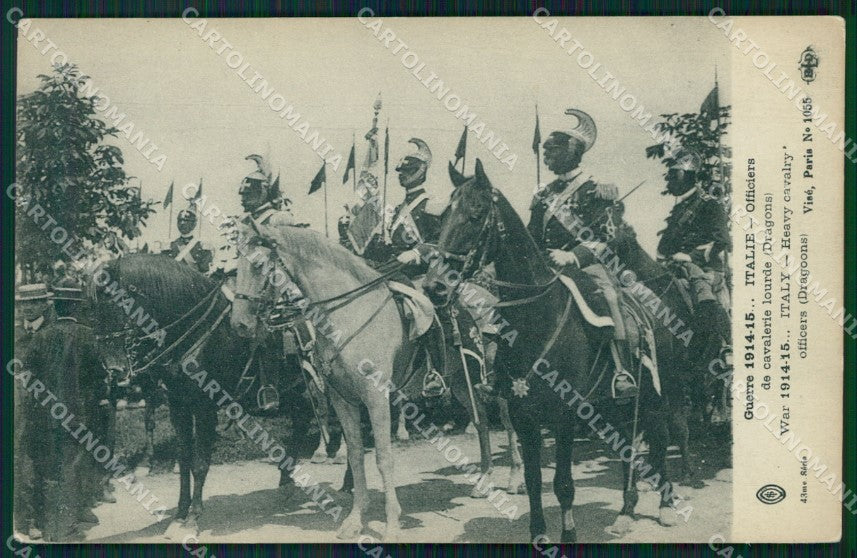 Militari Cavalleggeri WWI Dragoons cartolina QT7886 – fronte