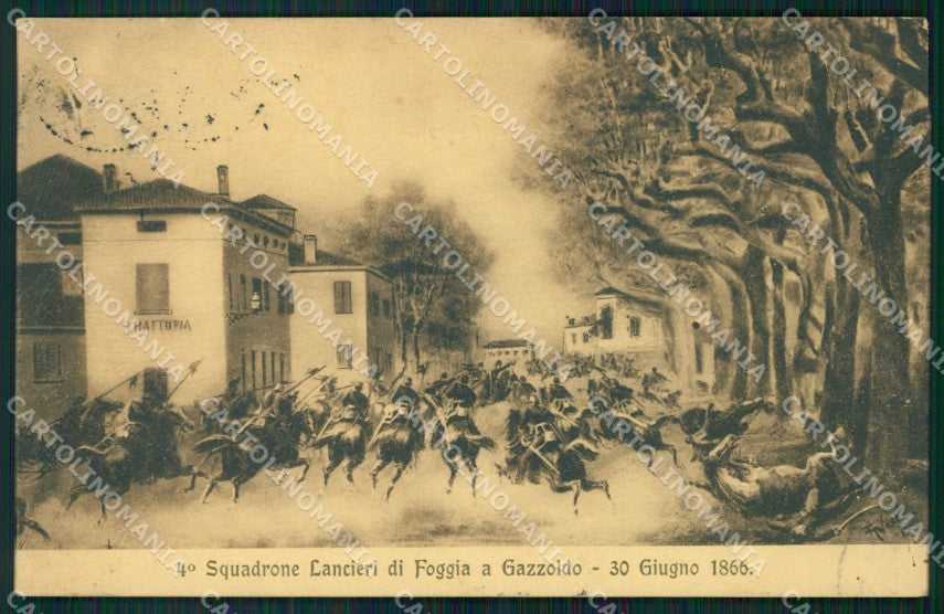 Mantova Gazoldo Ippoliti IV Squadrone Lancieri Foggia PIEGHINE cartolina QT7931 – fronte