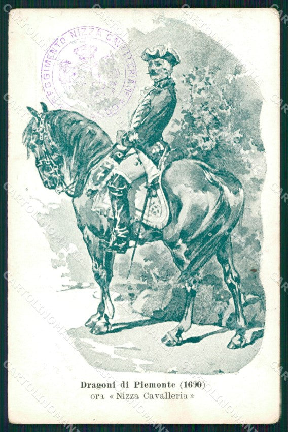Militari Dragoni di Piemonte Nizza Cavalleria I Reggimento cartolina QT7935 – fronte