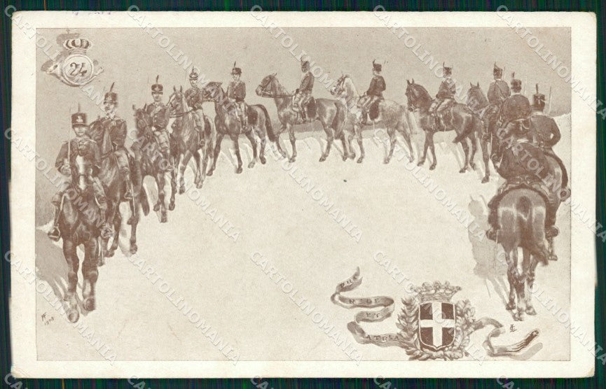 Militari Cavalleria 24º Reggimento cartolina QT7945 – fronte