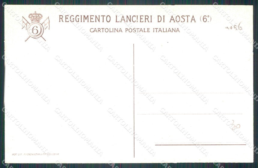 Militari VI Reggimento Lancieri di Aosta Custoza Cervi cartolina QT7950 – retro