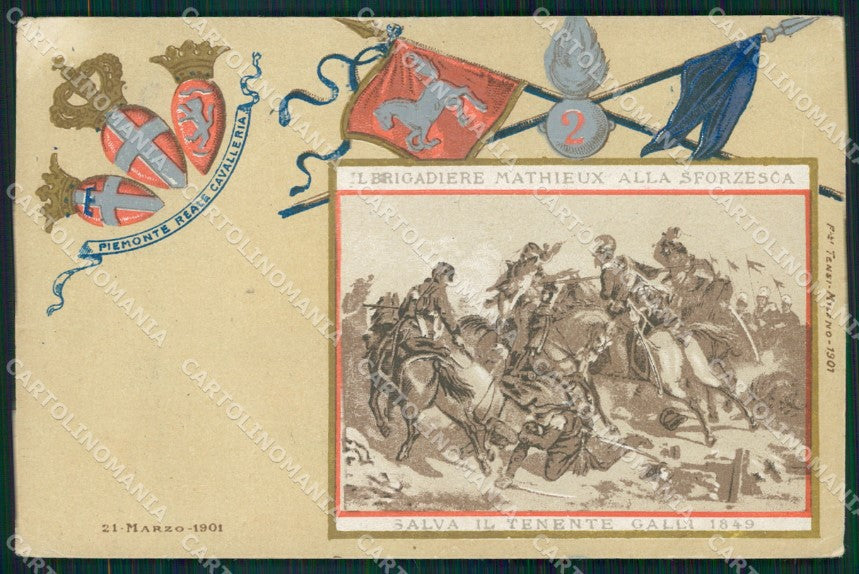 Militari II Reggimento Piemonte Reale Cavalleria Sforzesca cartolina QT7955 – fronte