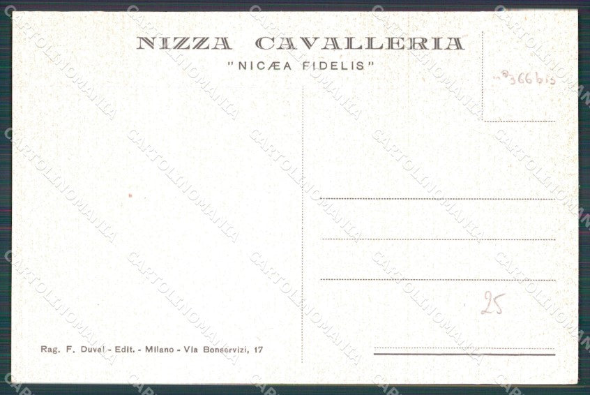 Militari Nizza Cavalleria cartolina QT7956 – retro