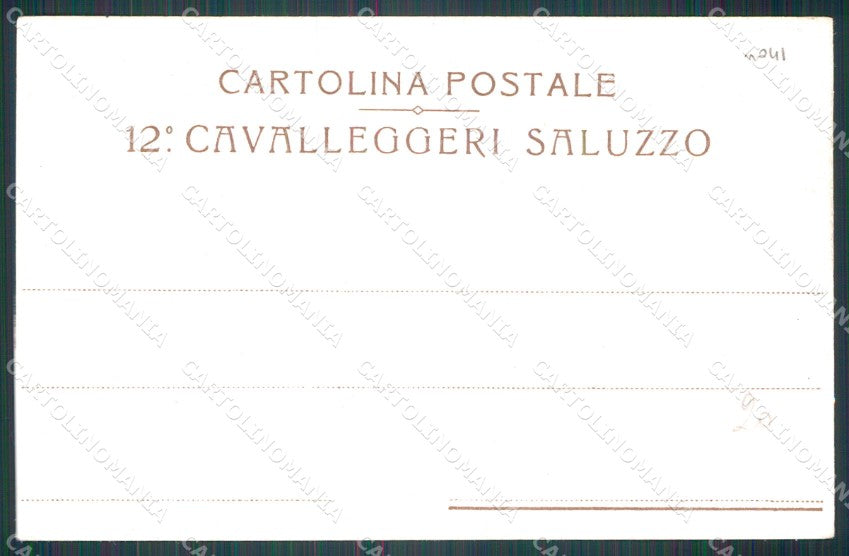 Militari 12º Reggimento Cavalleria di Saluzzo cartolina QT7957 – retro
