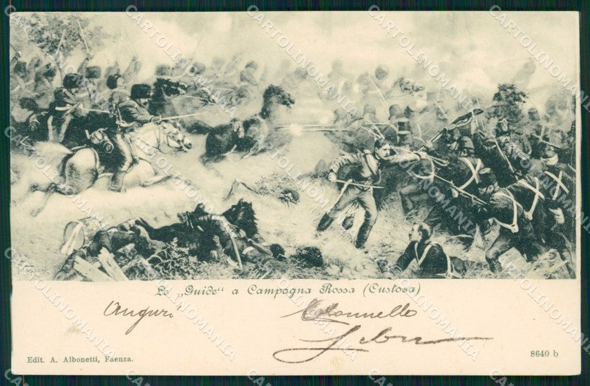Verona Sommacampagna Custoza Militari Cavalleria Campagna Rossa cartolina QT7960 – fronte