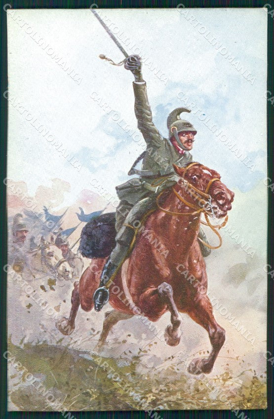 Militari Cavalleggeri Dragoni Uniforme Cavallo cartolina QT7963 – fronte
