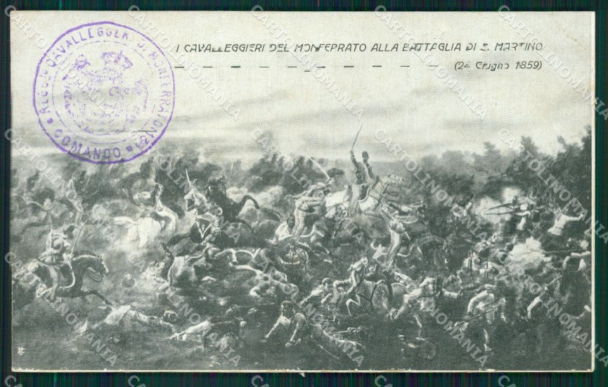 Militari I Regg Cavalleria di Monferrato Battaglia San Martino cartolina QT7965 – fronte