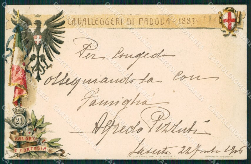 Militari 21º Reggimento Cavalleggeri di Padova cartolina QT7969 – fronte