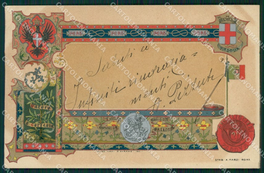 Militari 21º Reggimento Cavalleggeri Padova PIEGA cartolina QT7976 – fronte