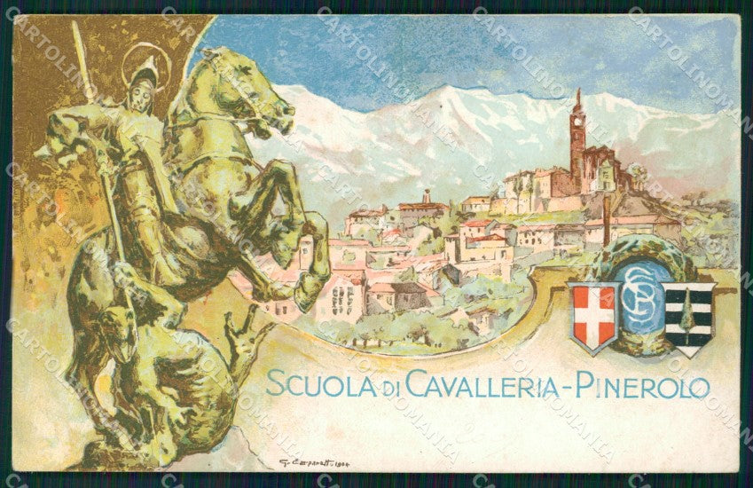 Militari Torino Pinerolo Scuola di Cavalleria San Giorgio cartolina QT8013 – fronte