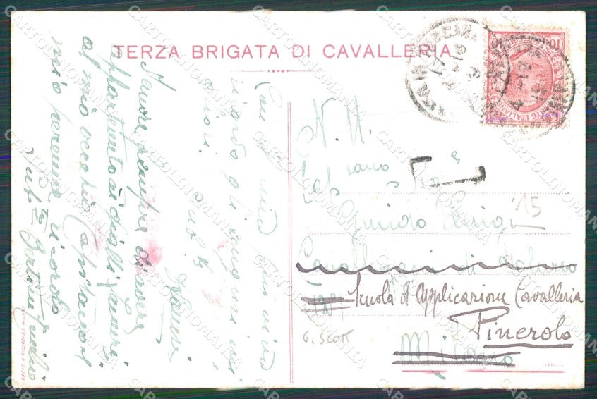 Militari III Brigata Cavalleria Savoia V. Emanuele Conte Torino cartolina QT8029 – retro