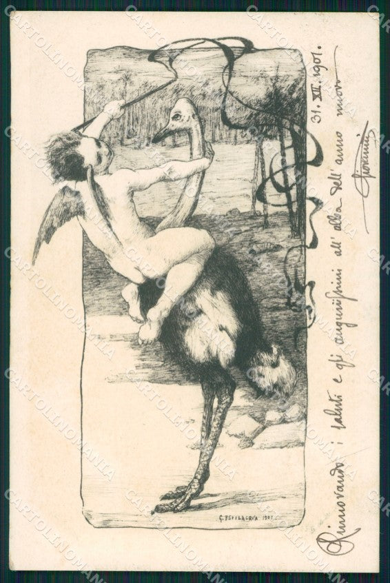 Art Nouveau Angelo Bevilacqua cartolina QT8039 – fronte