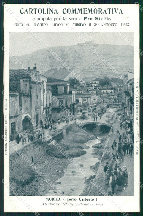Ragusa Modica Alluvione 1902 Teatro Lirico Milano cartolina QT8042 – fronte