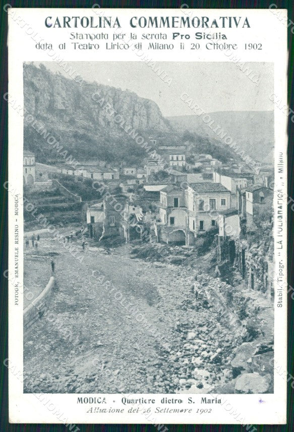Ragusa Modica Alluvione 1902 Teatro Lirico Milano cartolina QT8043 – fronte