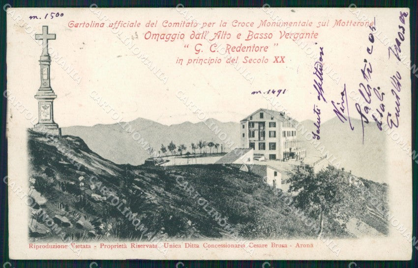Verbania Stresa Mottarone Comitato per la Croce Monumentale cartolina QT8048 – fronte