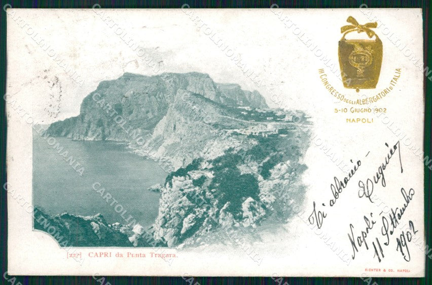 Napoli Capri Punta Tragana III Congresso Albergatori 1902 cartolina QT8055 – fronte