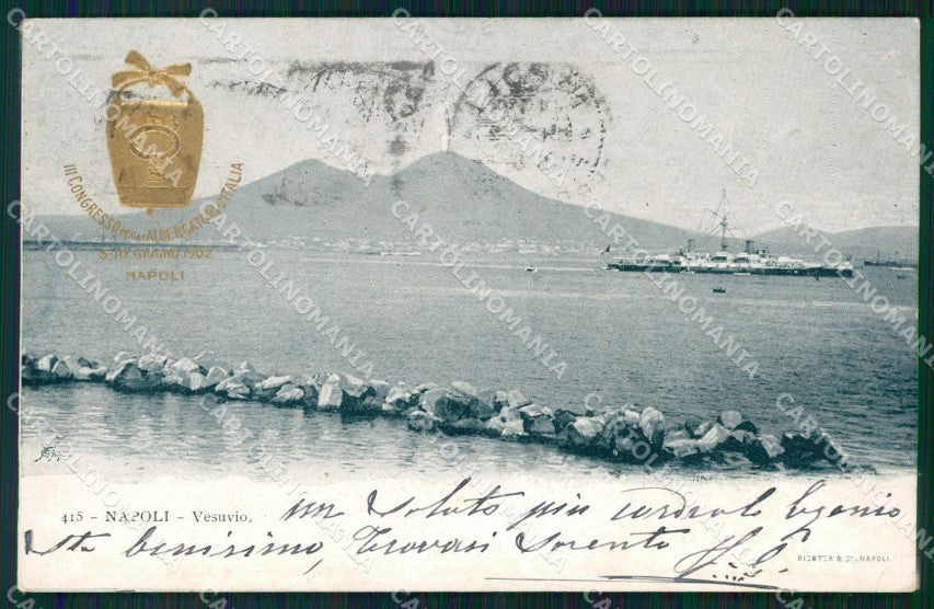 Napoli Vesuvio Vulcano III Congresso Albergatori 1902 cartolina QT8056 – fronte