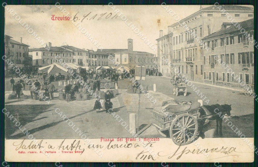 Treviso città Piazza dei Grani Mercato cartolina QT8097 – fronte