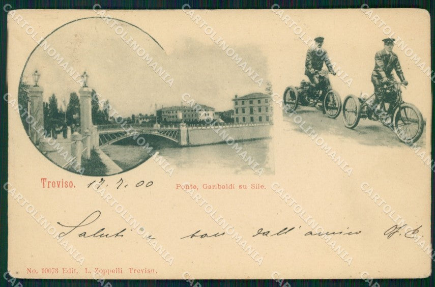 Treviso città Ponte Garibaldi Sile Moto cartolina QT8099 – fronte