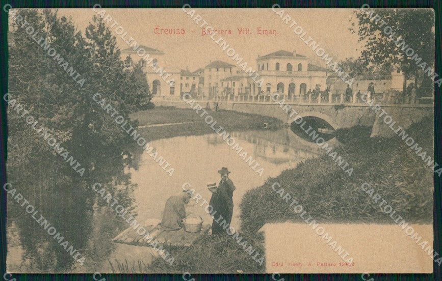 Treviso città Barriera Vittorio Emanuele Lavandaie cartolina QT8106 – fronte