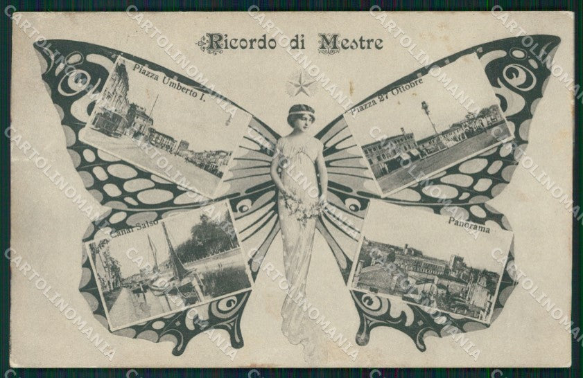 Venezia Mestre Donna Farfalla Bertiglia ? cartolina QT8123 – fronte