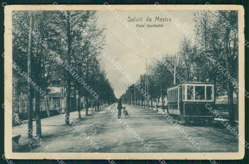 Venezia Mestre Viale Garibaldi Tram ABRASA cartolina QT8151 – fronte