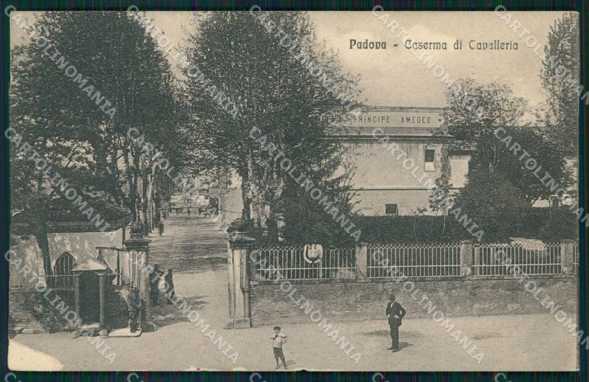 Padova città Militari Caserma Cavalleria ABRASA SCOLLATA cartolina QT8176 – fronte