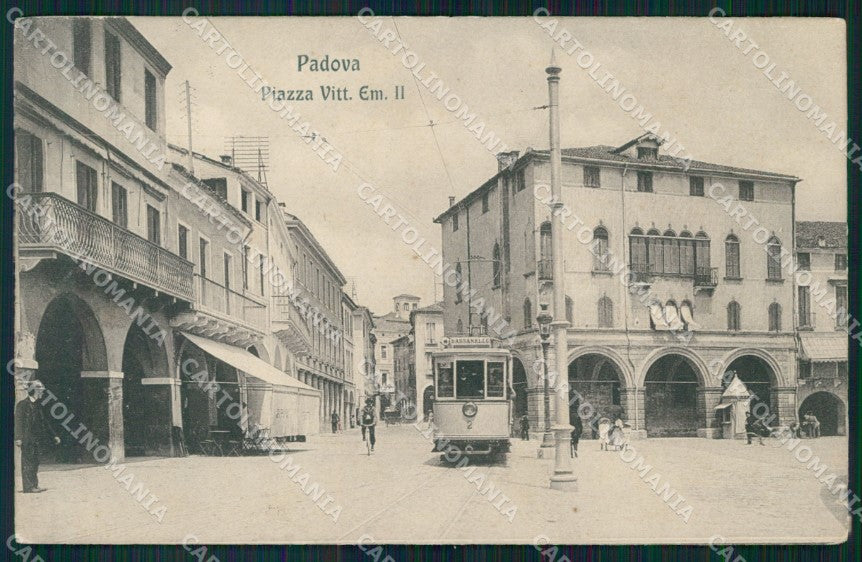 Padova città Piazza Vittorio Emanuele II Tram cartolina QT8192 – fronte